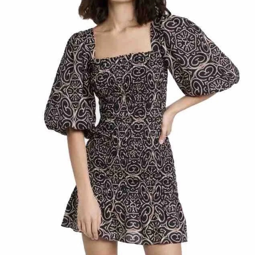 Alexis Suri Smocked Linen Mini Dress